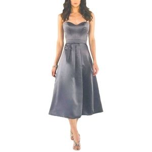 NWT Sorella Vita Satin A-Line Cocktail Dress Pleated Sleeveless Gray Sz 10